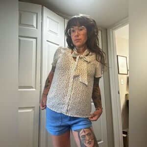 Cupcakes & Cashmere Black and White Polka Dot Blouse